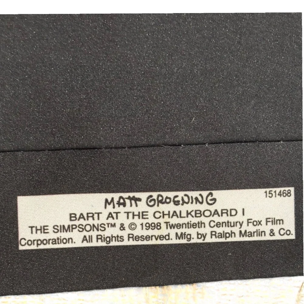 Ralph Marlin vintage‎ 90s Y2K the Simpsons Bart at the Chalkboard tie
